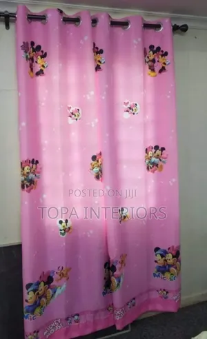 Themed Window Treatment Pink Mickey Mouse Cartoon Curtains