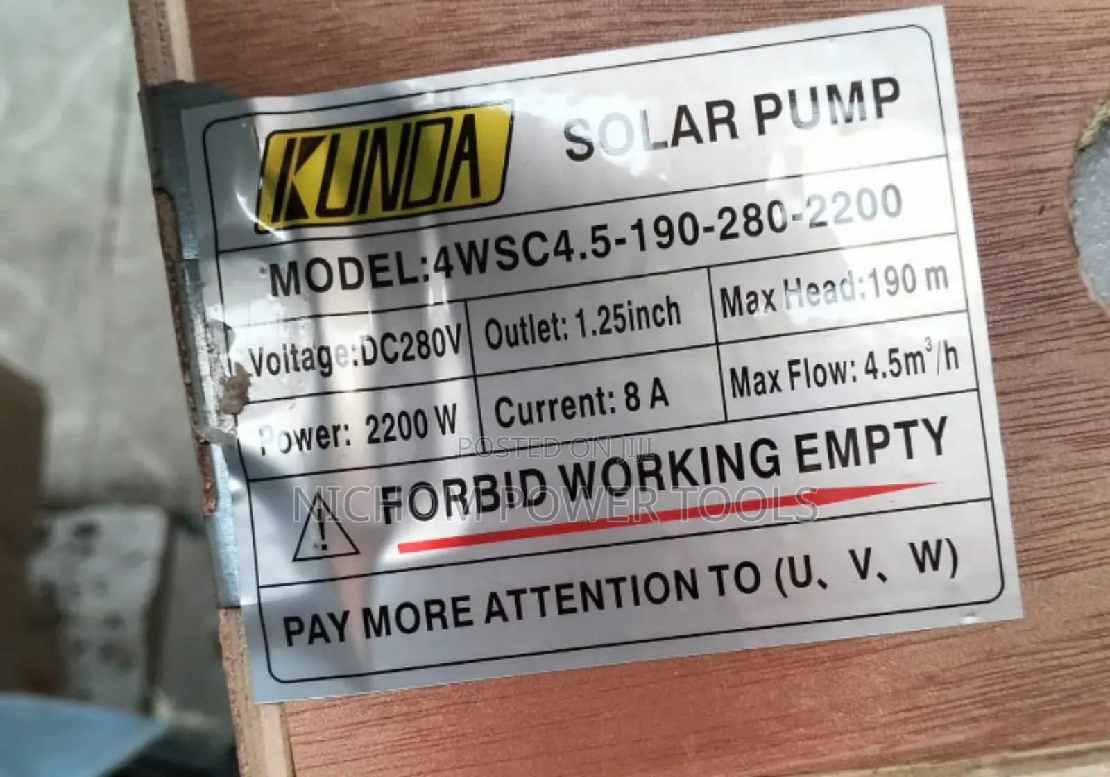 Kunda 190m 2200watts Brushless Submersible Solar Water Pump