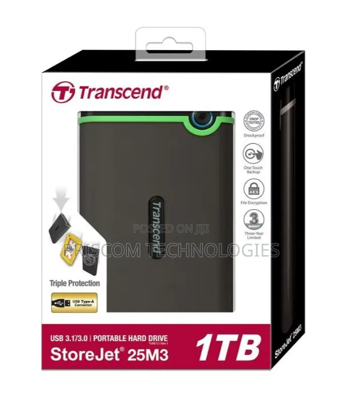 Transcend External Hard Drive - 1tb-Usb 3.1-Black