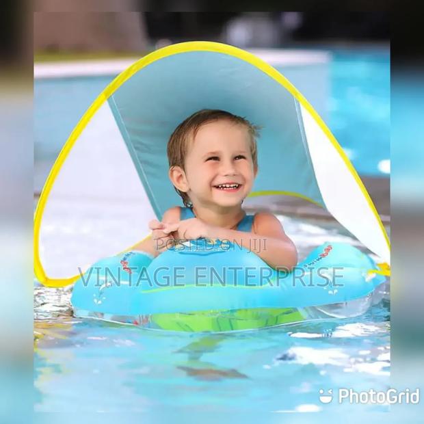 #Inflatable Kids Swimming Pool Ring With Net Sun Shade*