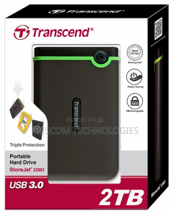 2TB Transcend External/Portable Hard Drive (USB 3.1 Gen 1)