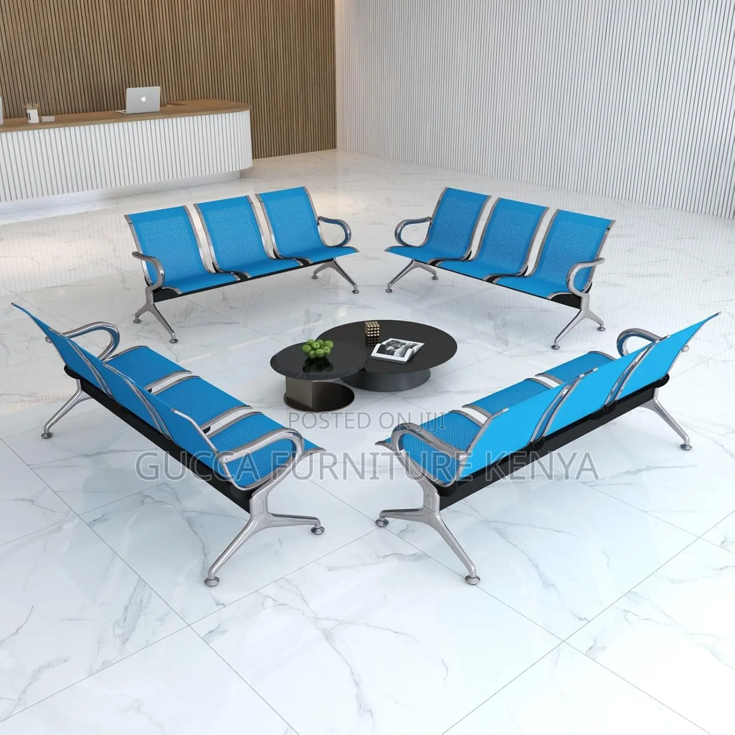 Benches: 3-Seater Iron Airport Waiting Office Bench