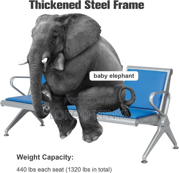 Benches: 3-Seater High Quality PU Leather Waiting Bench - thumbnail 4