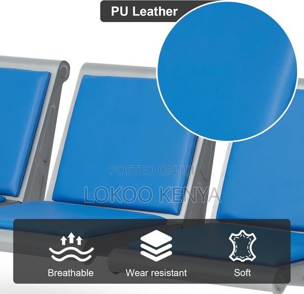 Benches: 3-Seater High Quality PU Leather Waiting Bench - thumbnail 5