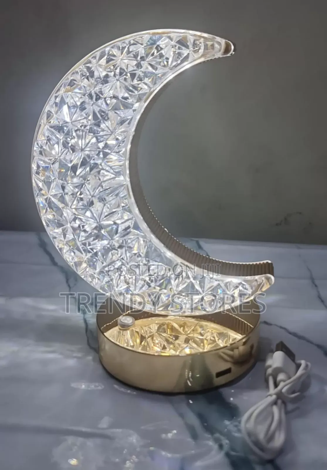 Crescent White Light Table Lamp