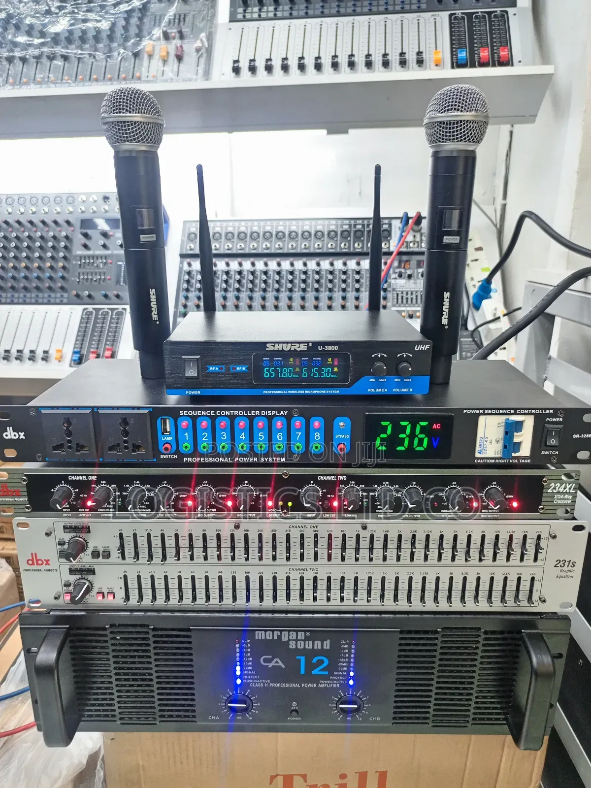 PA Sound System Full Set Mixer to Amplifier Machine Only