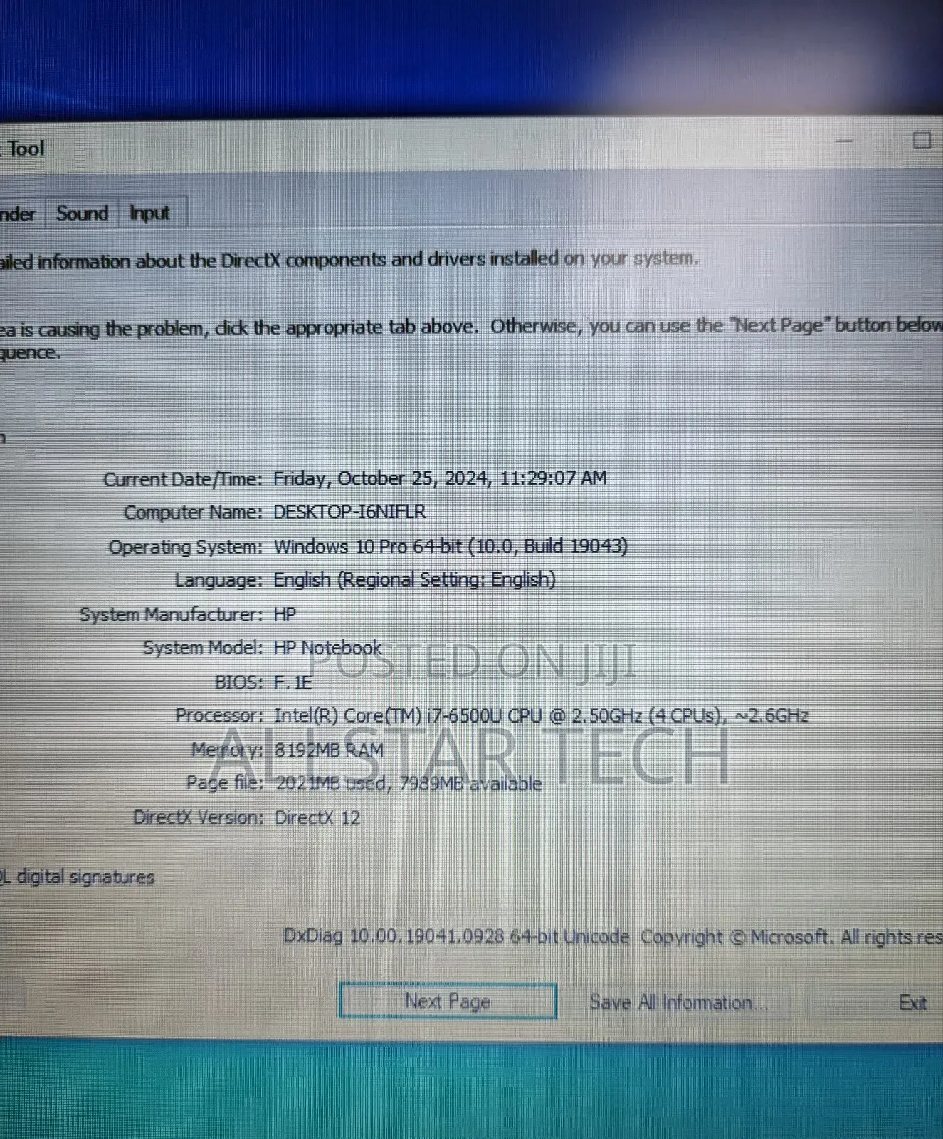 Laptop HP 15-Dw0037wm 8GB Intel Core I7 HDD 1T