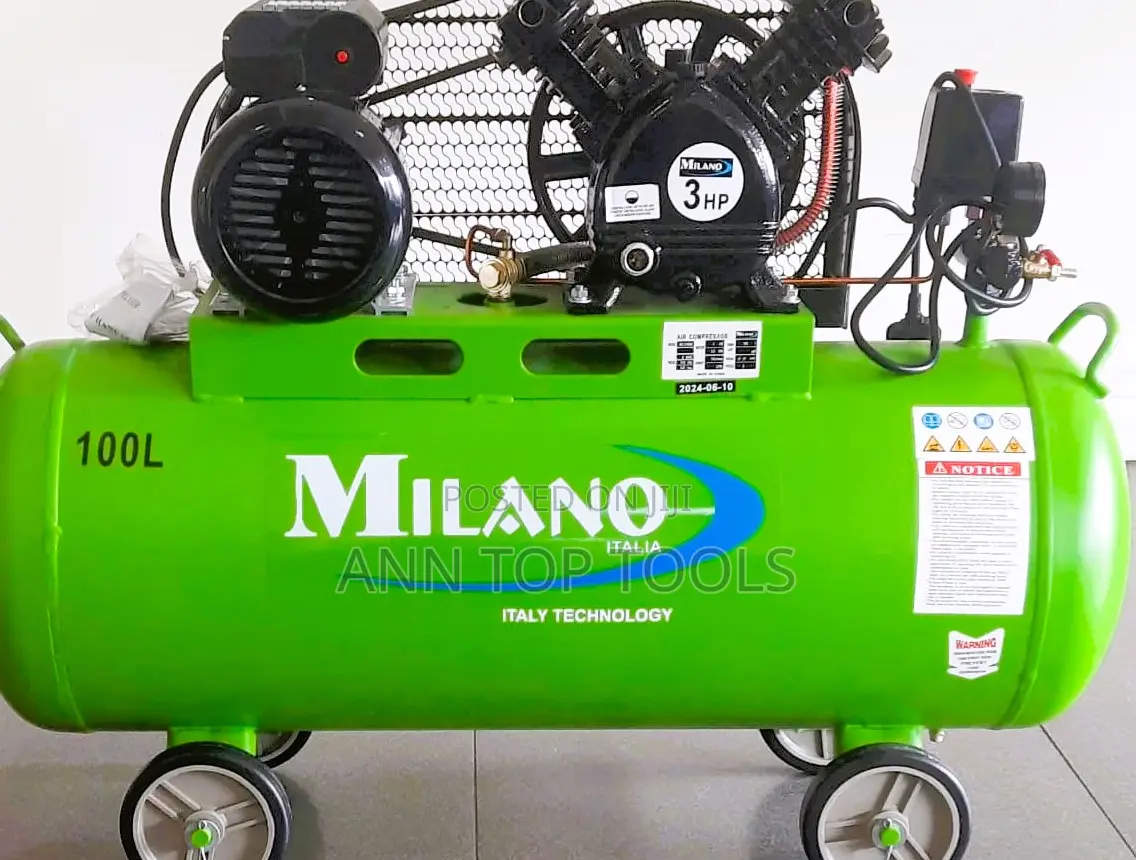 Milano Italia Compressor 100L With 3hp Motor Double Piston