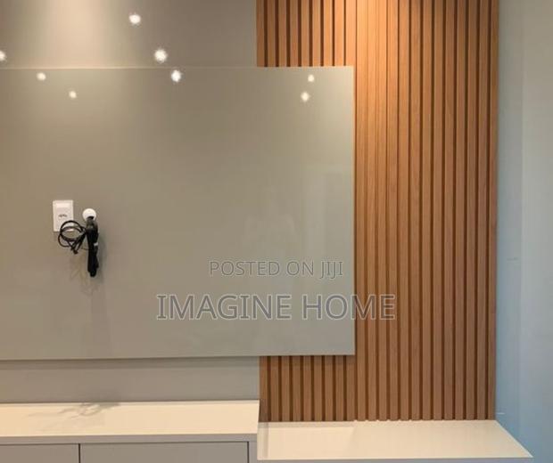 TV Decor Marble Sheets, Brown Fluted Wall Panels