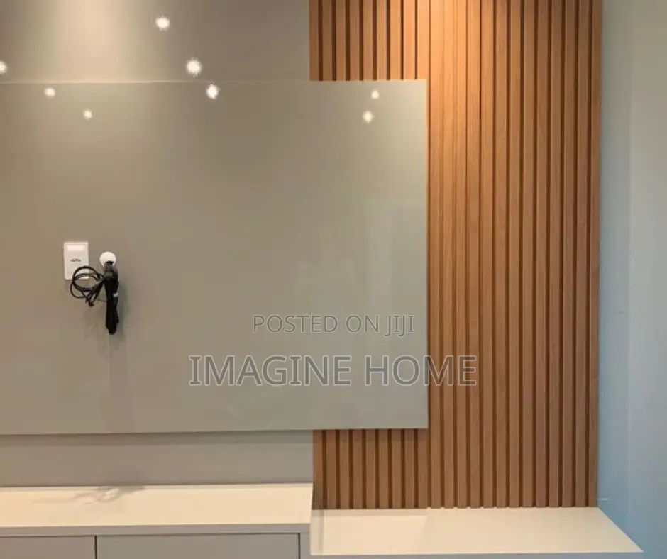 TV Decor Marble Sheets, Brown Fluted Wall Panels