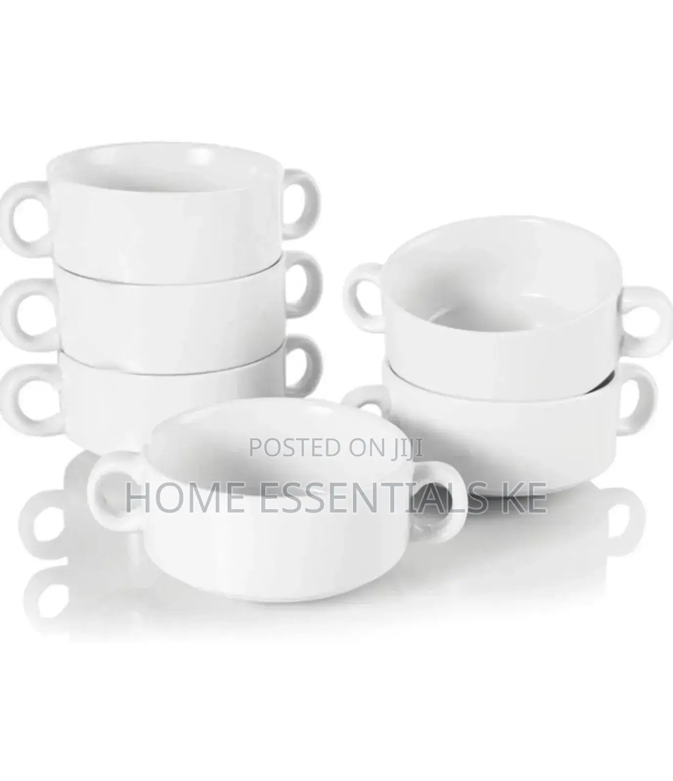 6pcs Ceramic BOWL WITH 2 HANDLES