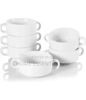 6pcs Ceramic BOWL WITH 2 HANDLES