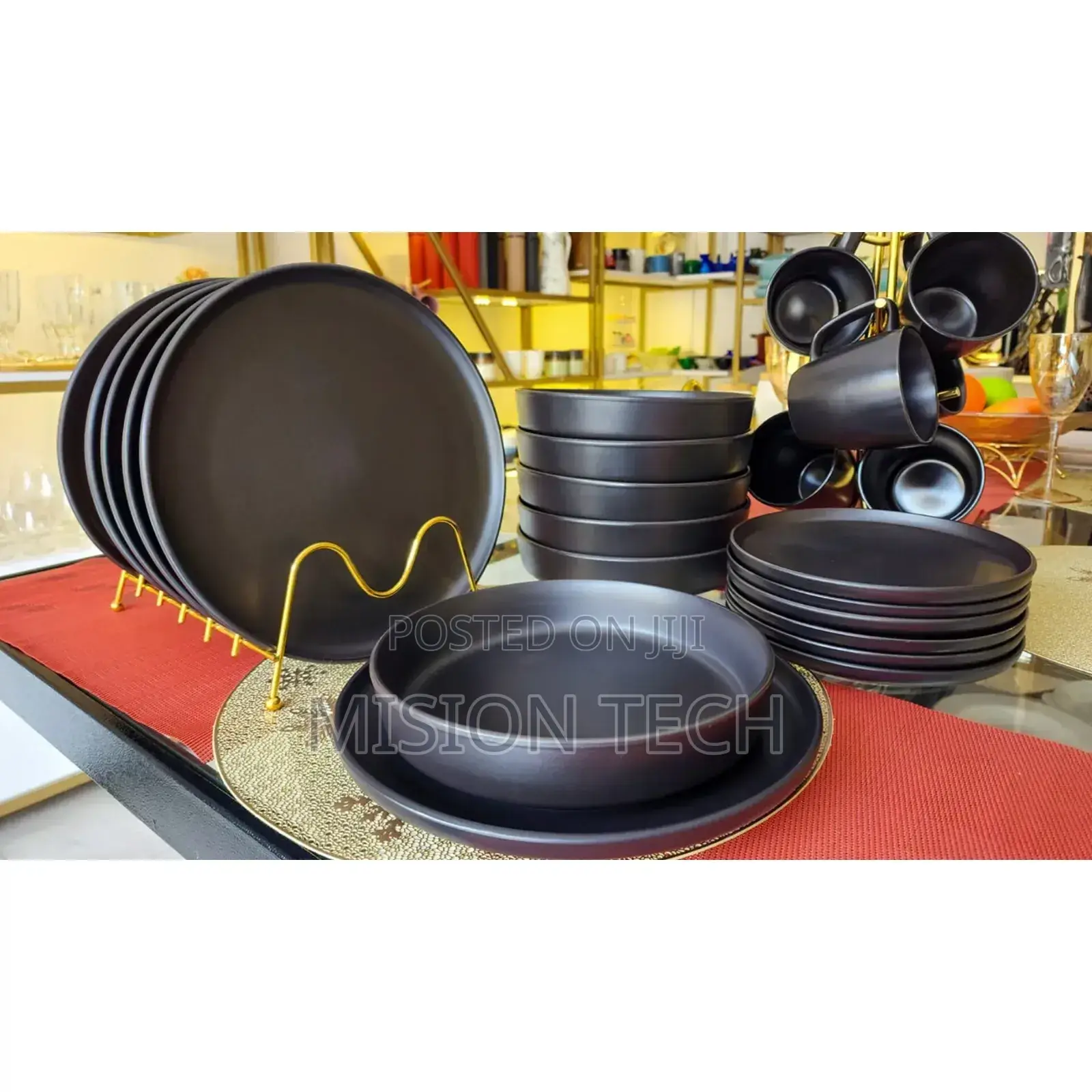 24pcs Black Ceramic Dinner Set