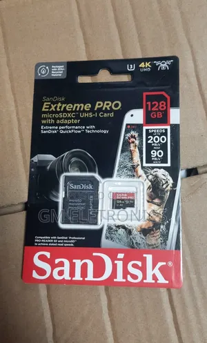 The Sandisk 128gb Extreme Pro Microsd Class-10 Card.(New)