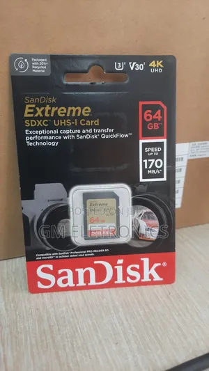 Original Sandisk 64GB Extreme SD Card, Class-10