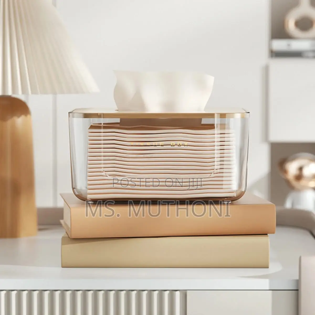 Transparent Tissue Box With Bamboo Cover