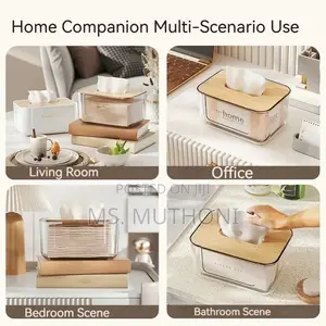 Transparent Tissue Box With Bamboo Cover