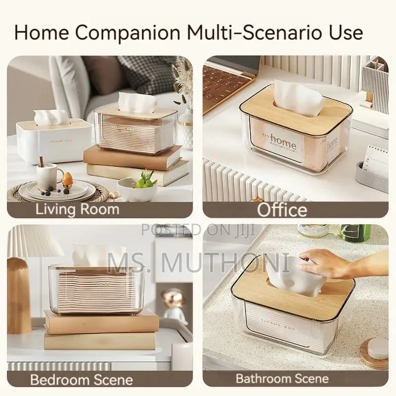 Transparent Tissue Box With Bamboo Cover