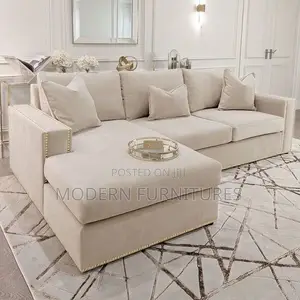 Cream in Color L Sofa/Sectional Sofa
