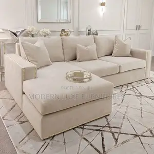 Cream in Color L Sofa/Sectional Sofa