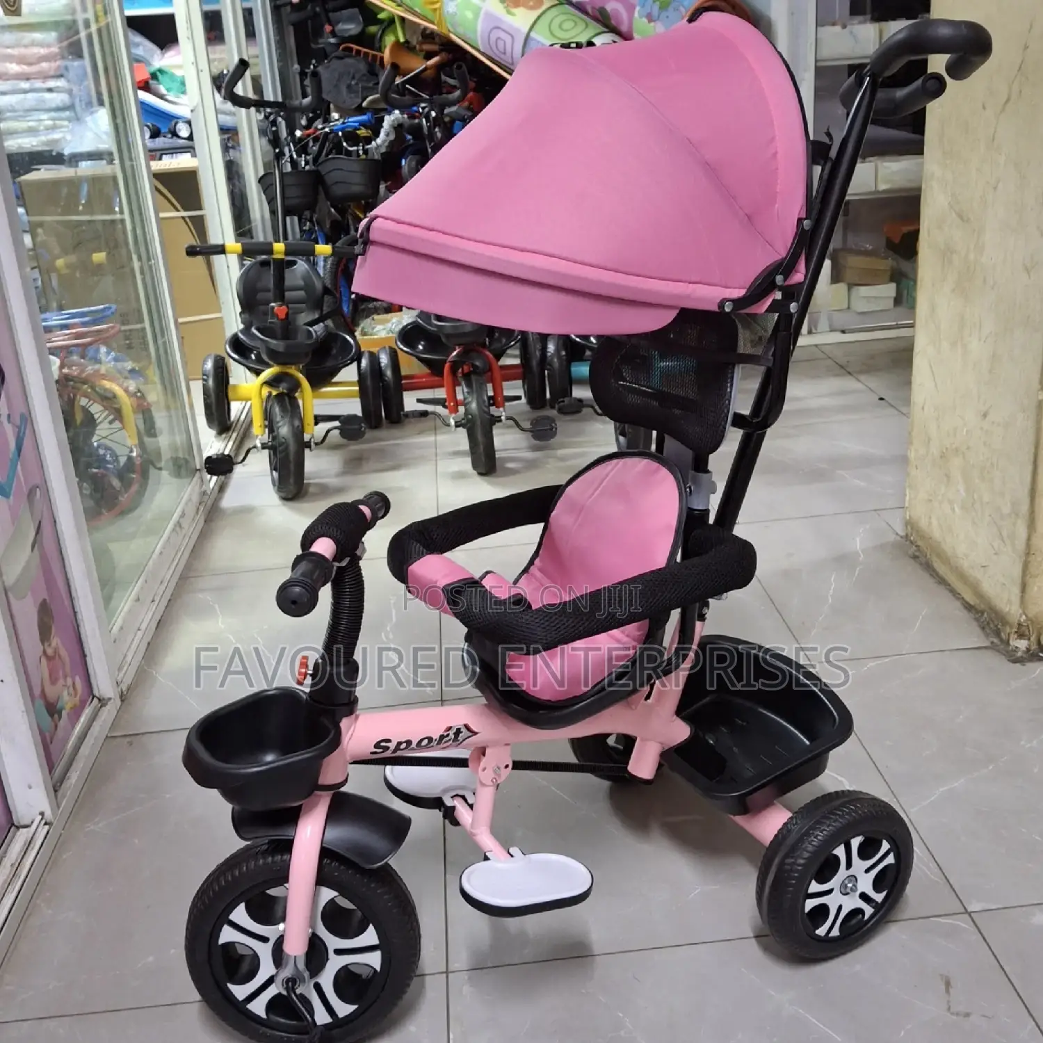 Kids Tricycle With Canopy and Push Handles