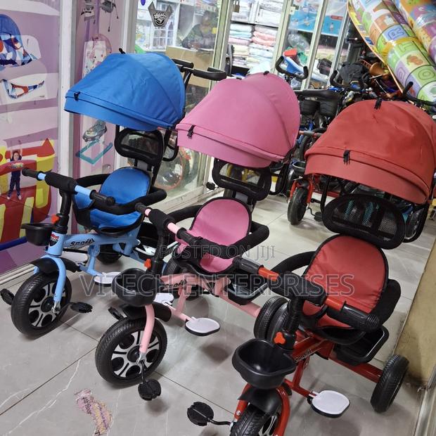 Kids Tricycle With Canopy and Push Handles - main view