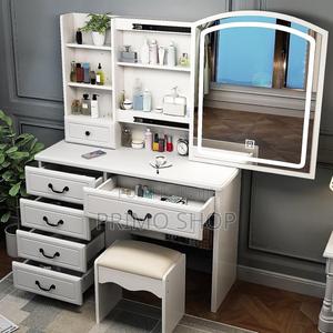 Makeup Dressing Vanity Table With Sliding Lighted Mirror - main view