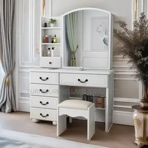 Makeup Vanity Desk With Mirror, Stool and Lights