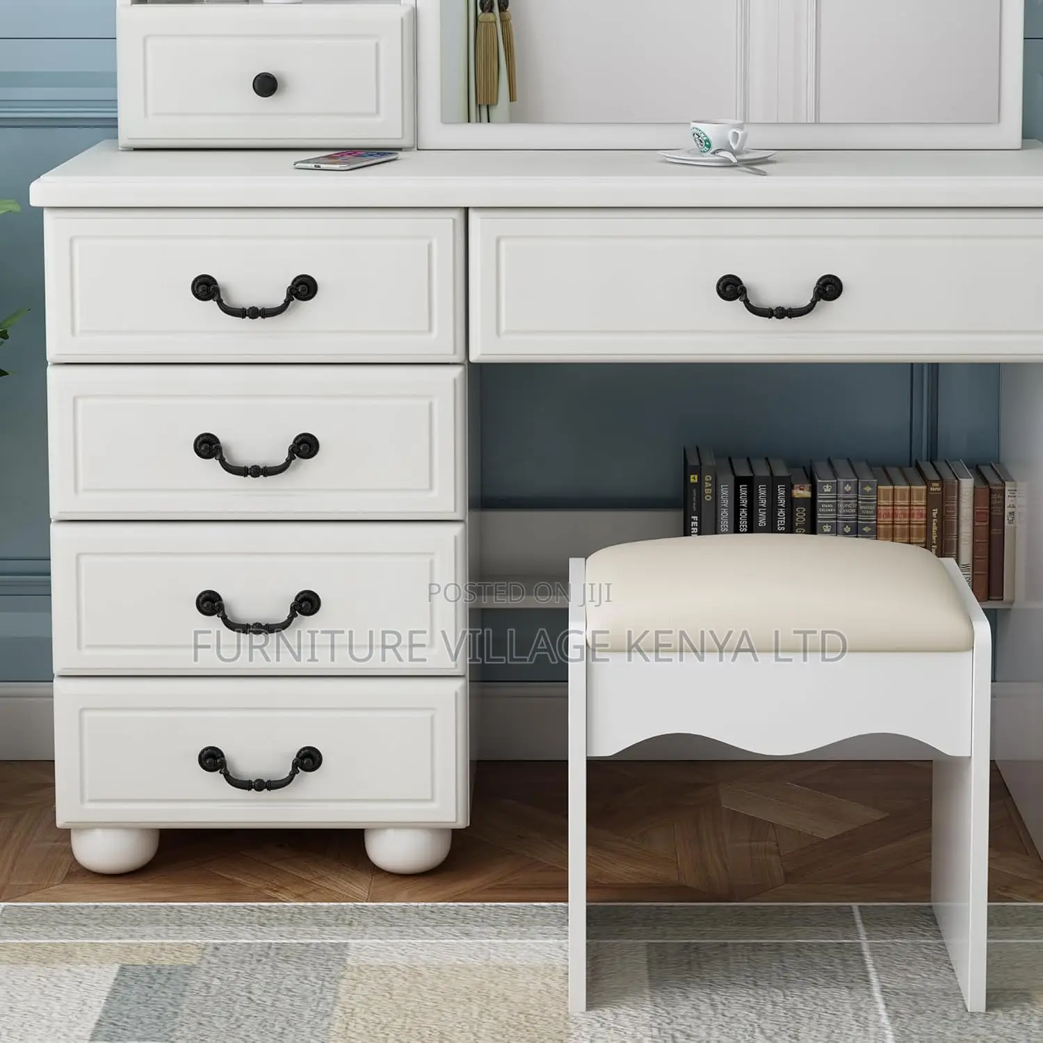 Makeup Vanity Desk With Mirror, Stool and Lights