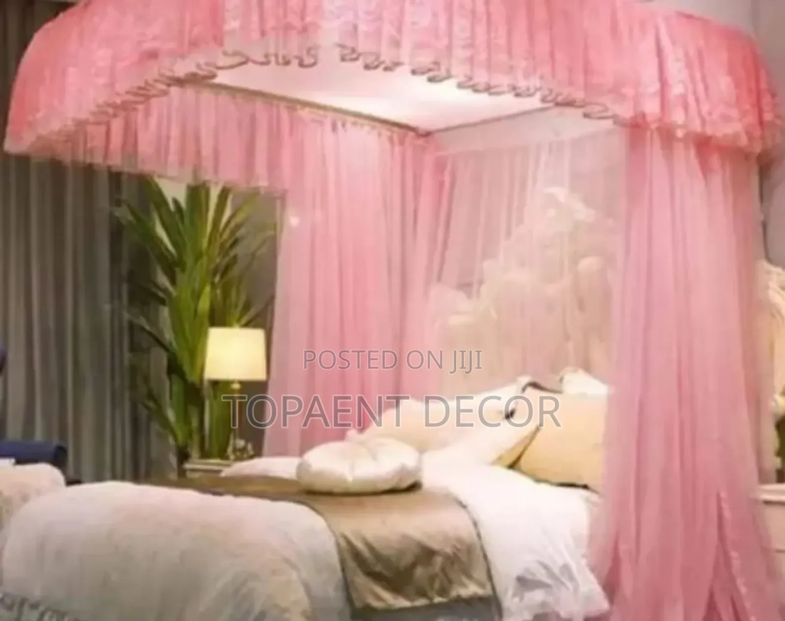Pink 2 Stand 6 by 6 Mattress Mosquito Net