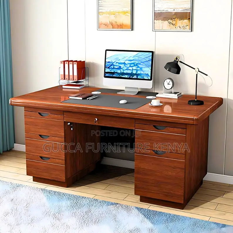Office Desks: Staff Executive Office Desk With Drawers-140cm
