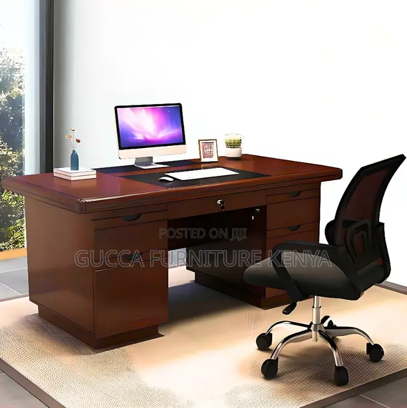 Office Desks: Staff Executive Office Desk With Drawers-140cm
