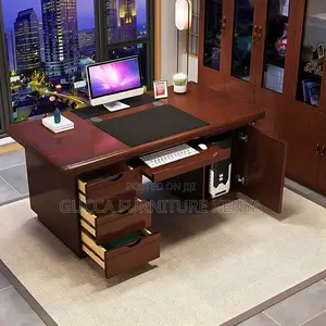 Office Desks: Staff Executive Office Desk With Drawers-140cm