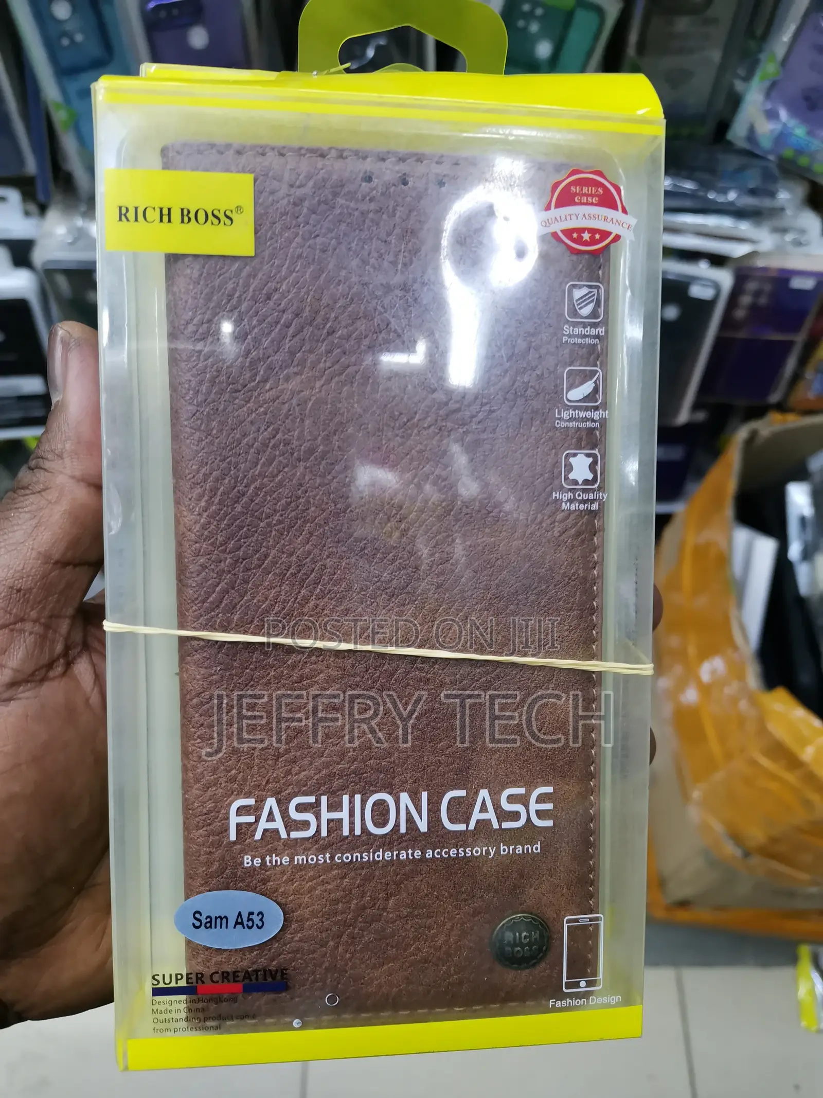 Universal Rich Boss Flip Leather Case for Samsung A53,Brown