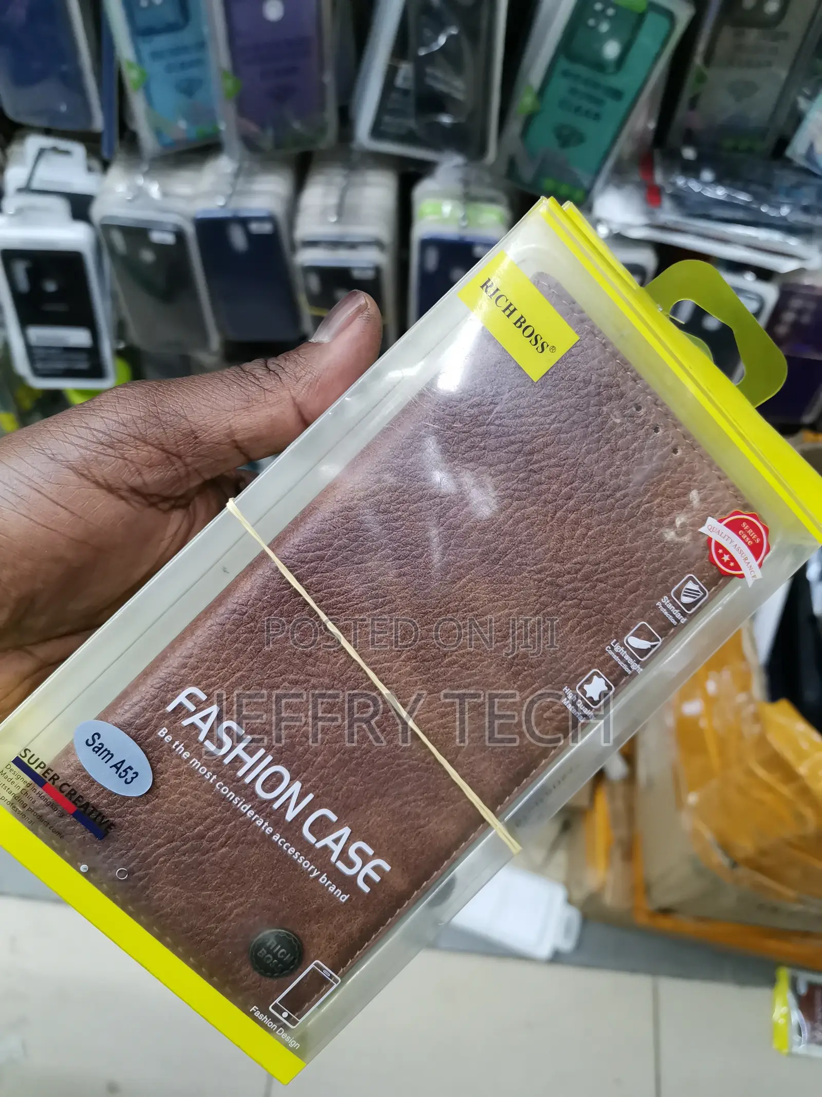 Universal Rich Boss Flip Leather Case for Samsung A53,Brown