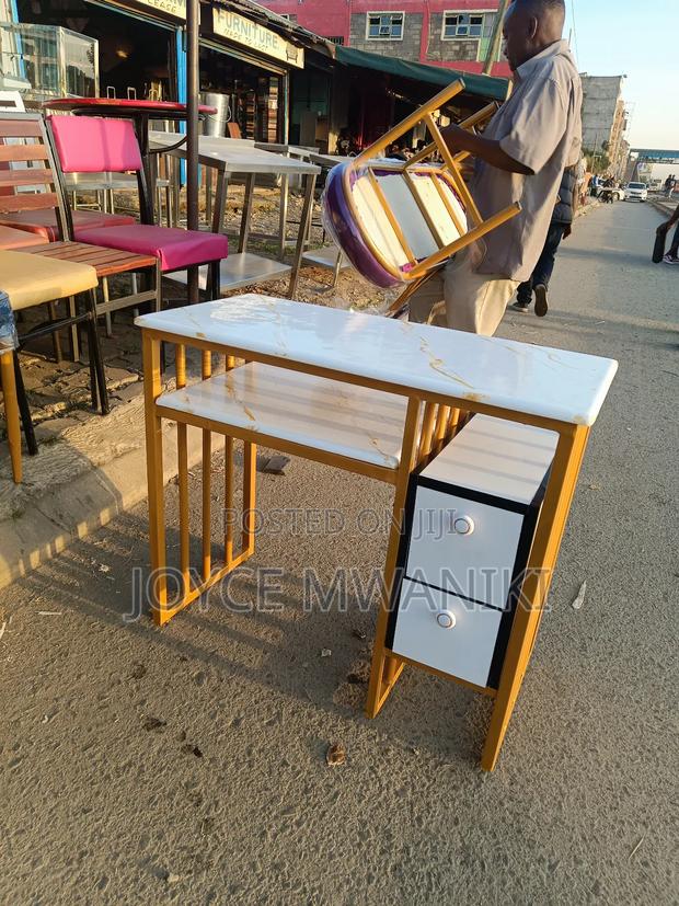 Manicure Marble Table With 2 Drawers, - main view