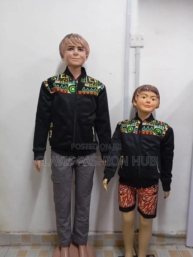 Kids Black Jacket With Kitenge
