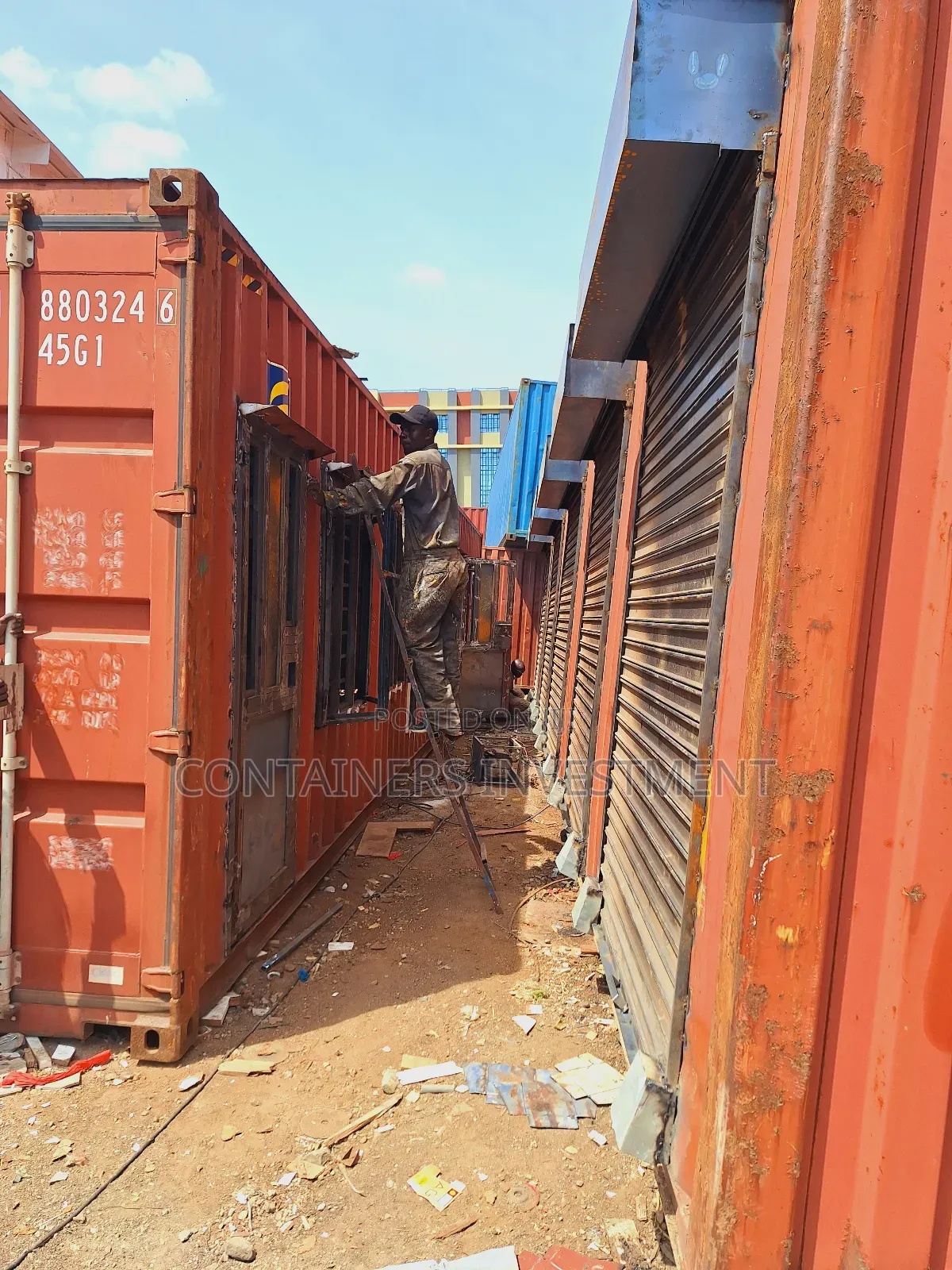 40ft Shipping Container Fabrication to an Office 1st Stage