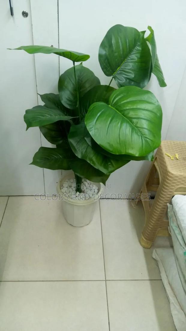 Green Plant 1.2m White Pebble Stones in Vase