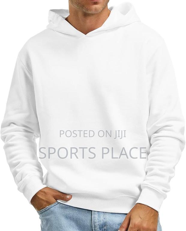 Plain White Unisex Pure Premium Cotton White Hoodie - thumbnail 3