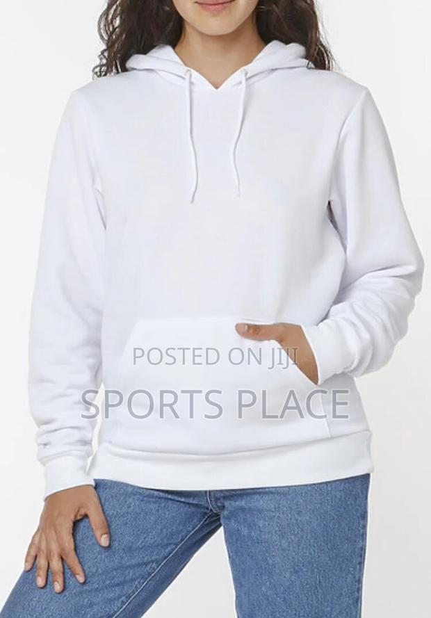 Plain White Unisex Pure Premium Cotton White Hoodie - thumbnail 4
