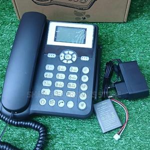 GSM Fixed Landline Desktop Phone -Black- Single Sim Slot - thumbnail 2