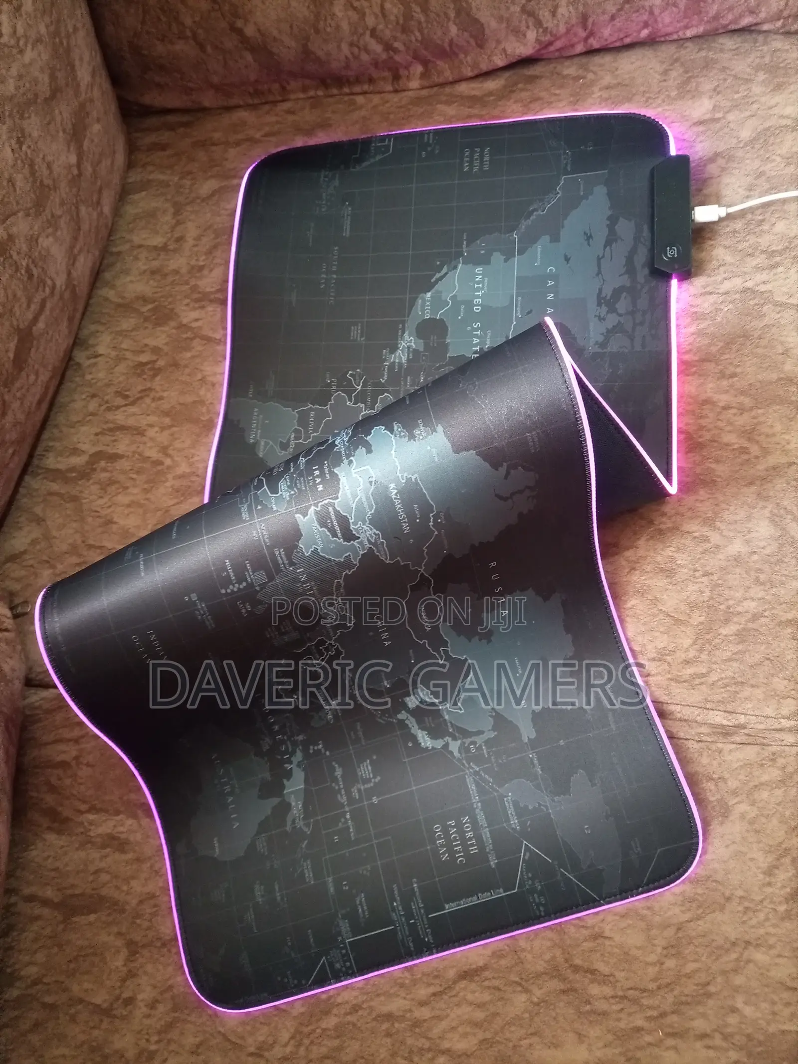 RGB Mouse Pad With World Map Print Size 80*30cm