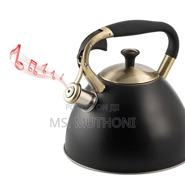 Black 3 Litres Quality Stainless Steel Whistling Kettle - thumbnail 2
