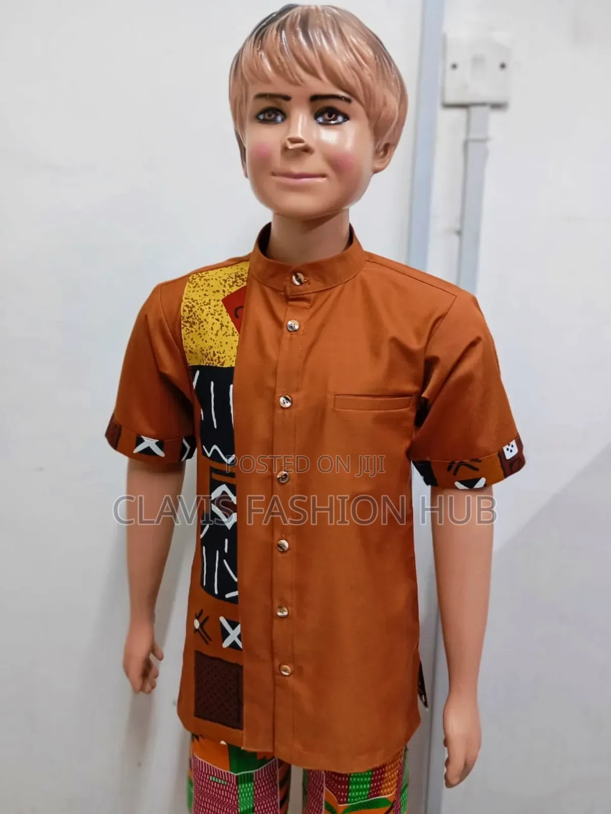 Boys Rusty Brown Kikuyu Shirt for Boys