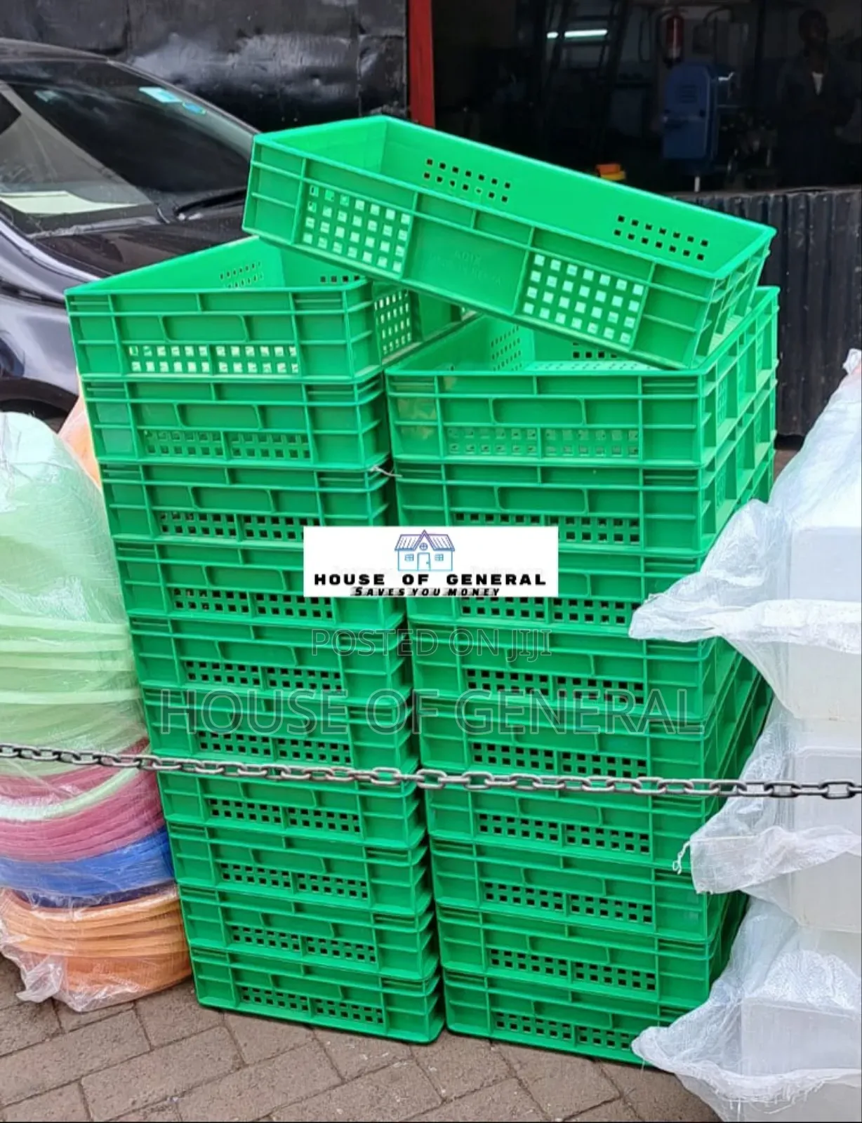 Plastic Crates Half Green Plastic Crates Available