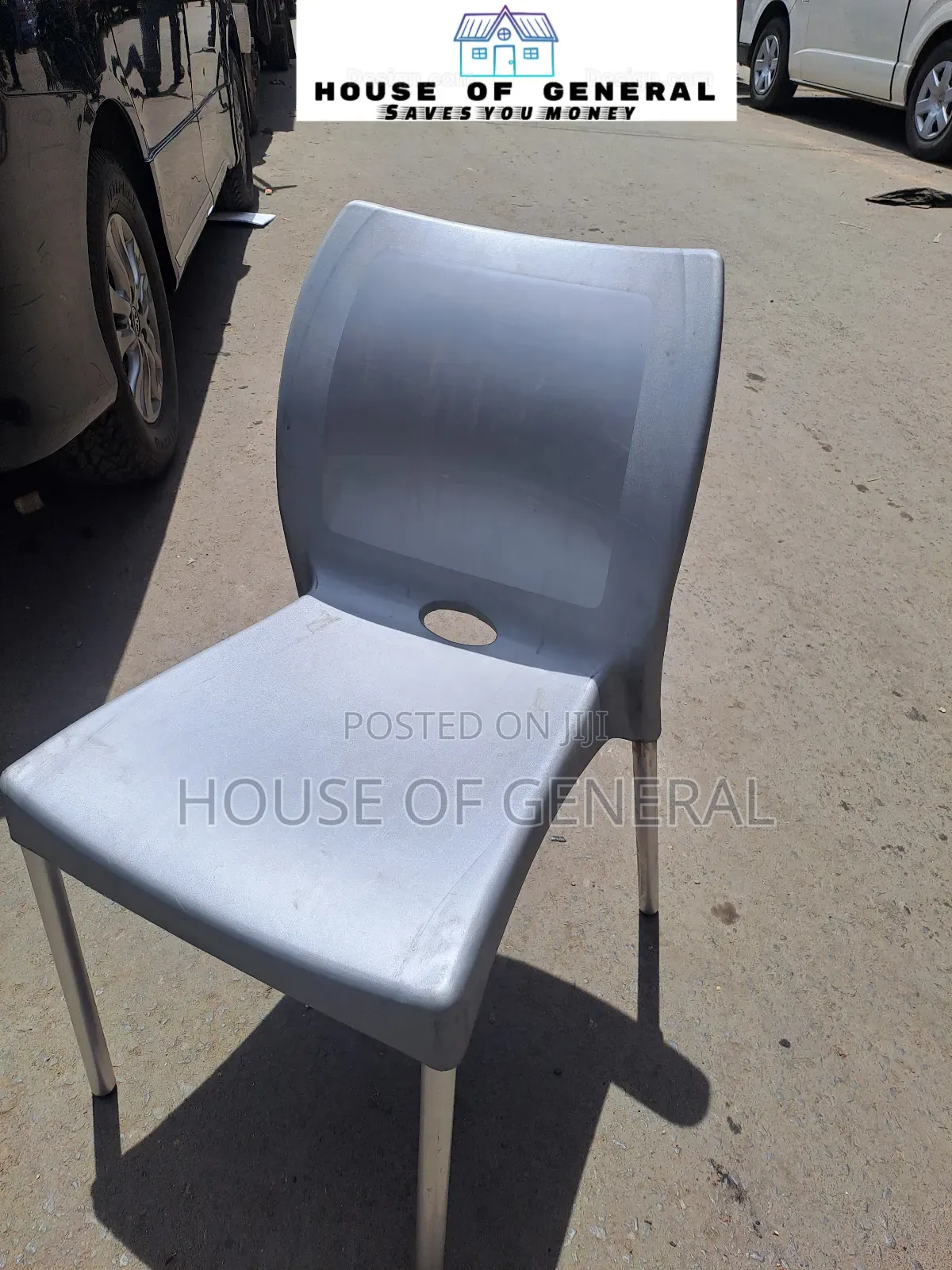 Plastic Chair Armless Plastic Chair With Metal Legs Gray