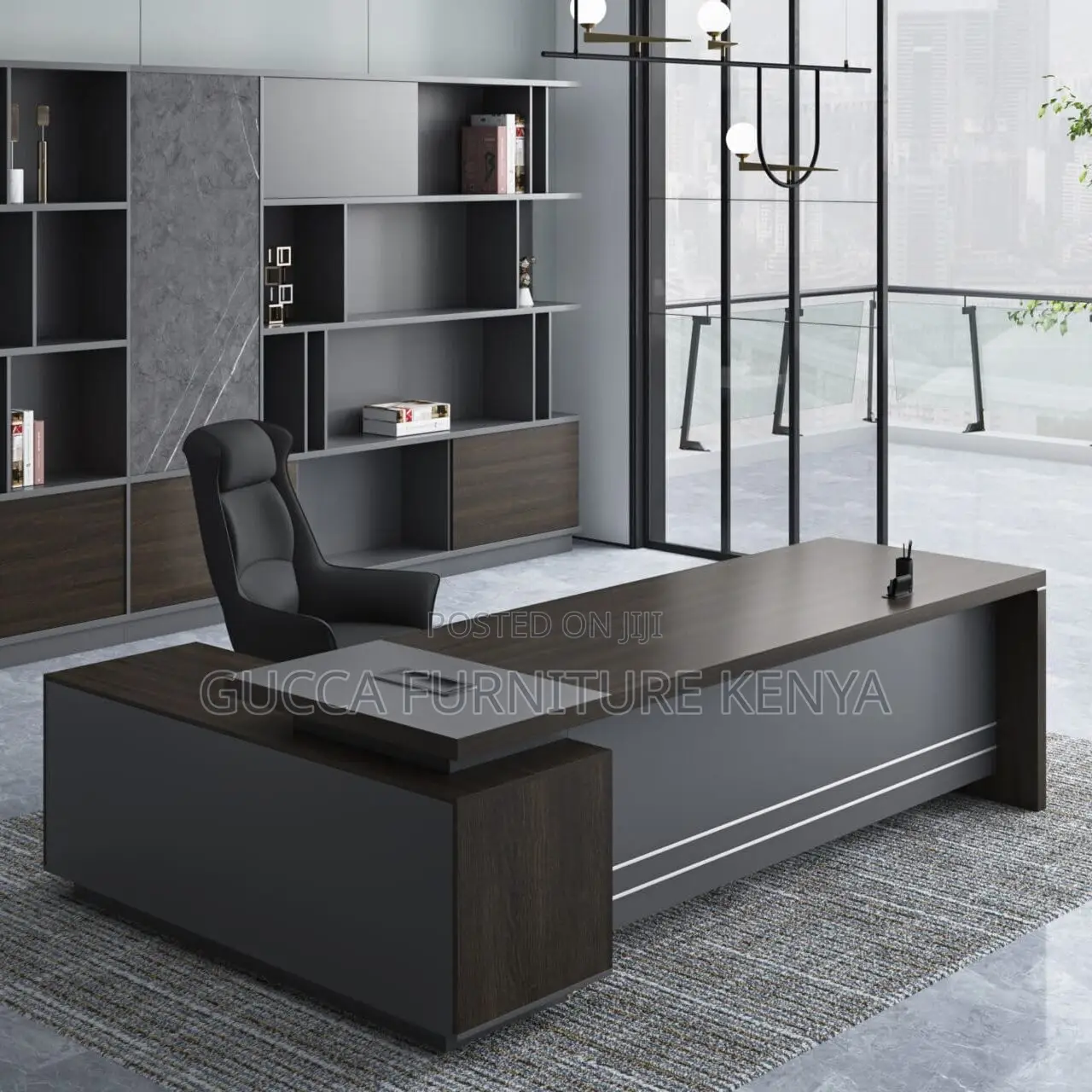 Office Tables: 1.8 Meters L-Fashioned Mahogany Modern Table
