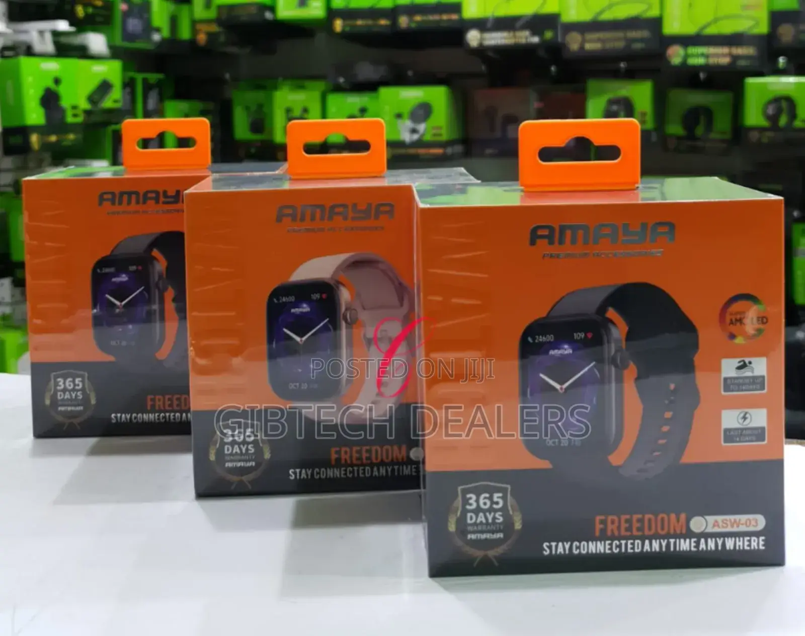 Amaya ASW-03 AMOLED 3 ATM Smart Watch 512MB Flash Memory
