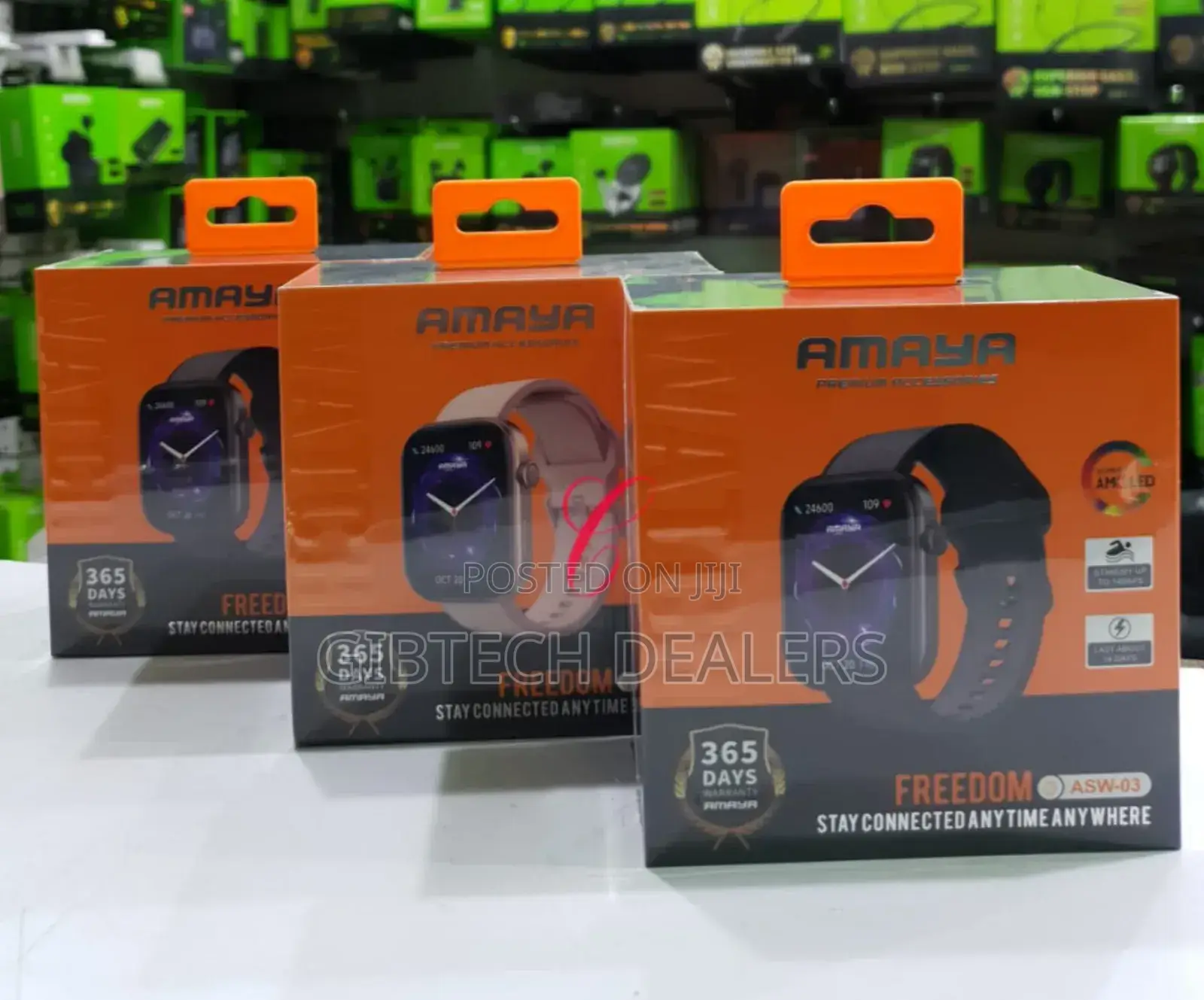 Amaya ASW-03 AMOLED 3 ATM Smart Watch 512MB Flash Memory